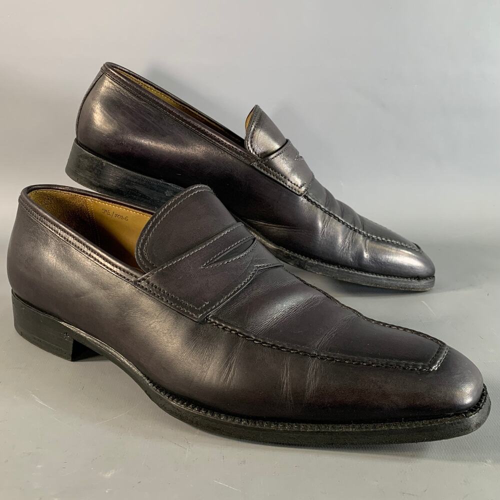STEFANOBI Size 9.5 Black Leather Penny Loafer Loafers